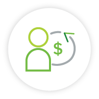 Arrow circling a dollar symbol